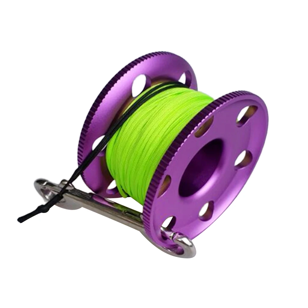 Scuba Diving Aluminium Finger Spool Reel 20/30/50M Line with Double Stainless Steel Ended Bolt Snap Bolt Clip 3 Color Options
