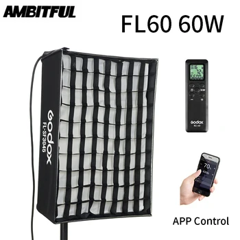 

Godox FL60 60W Flexible LED Video Light Rollable Cloth Lamp with Honeycomb Grid Softbox + Controller + Remote Control + APP