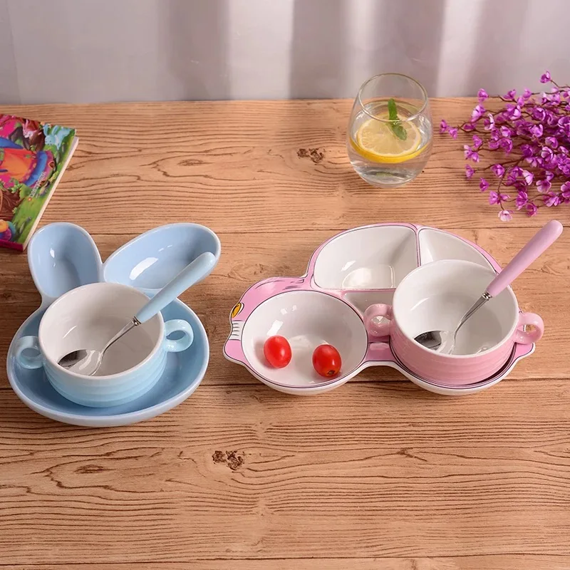 

AYC Creative children's tableware ceramic dividers cute cartoon shape rice plate home set combination children's breakfast plate