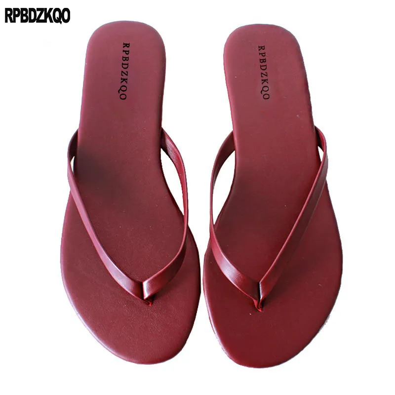 burgundy flip flops