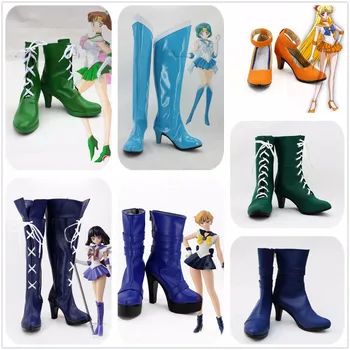 

Sailor Moon Mercury Mizuno Ami Venus Minako Aino Uranus Haruka Jupiter Kino Makoto Saturn Tomoe Hotaru Cosplay Shoes Boots Adult