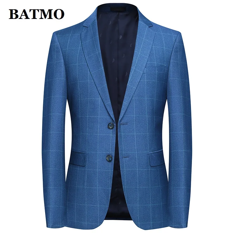 

Batmo 2019 new arrival spring high quality plaid casual blazer men,men's suits jackets ,casual jackets men plus-size M-4XL 9802