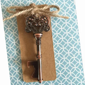 

100pcs Classic Creative Wedding Favors Party Back Gifts for Guests Antique Copper Skeleton Key Beer Bottle Opener wa3855