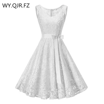 

OML510B#V-neck White Bow Short Bridesmaid Dresses wedding party dress 2019 prom gown Ladies women's fashion wholesale clothing