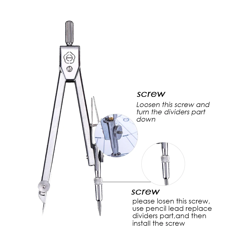 Компас для рисования из нержавеющей стали, студенческий компас, математические геометрические инструменты для кругов, набор геометрических инструментов для студентов
