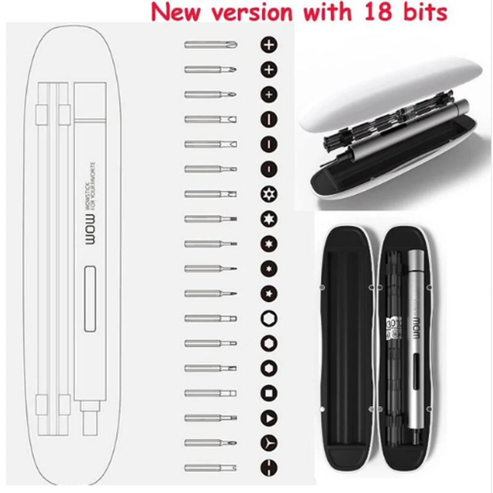  Xiaomi Wowstick 1FS Updated 18 Bits Electric Aluminium Body With LED DIY Tool Kit for Device Repair