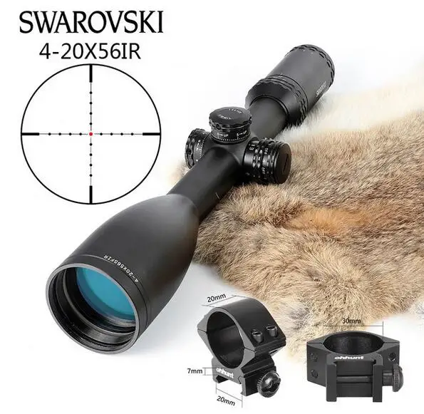 Имитация Swarovskl 4-20x56 SFIR RifleScopes Mil Dot glass F40-1 прицелы для охотничьей винтовки Сделано в Китае - Цвет: With picatinny rings