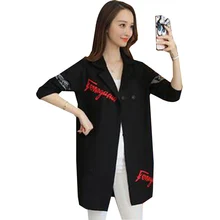 Продавать Для женщин с длинным рукавом вязаный свитер кардиган осень-зима Модные женские печати свободные средней длинный костюм Куртка с воротником F448