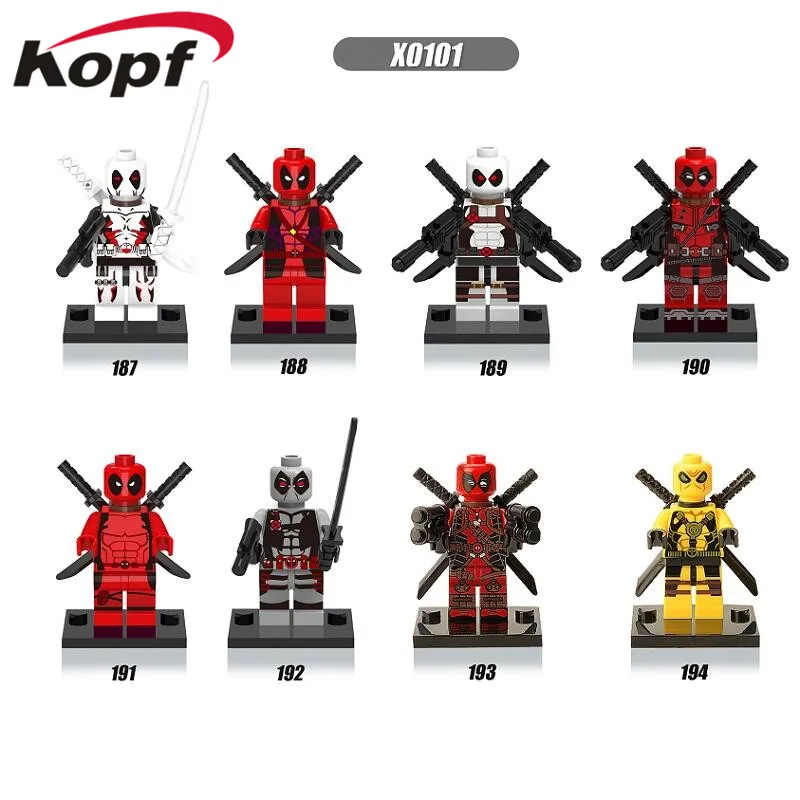 

Single Sale Building Blocks Super Heroes X-Men White Yellow Red Deadpool Figures Set For Children Model Collection Toys X0101