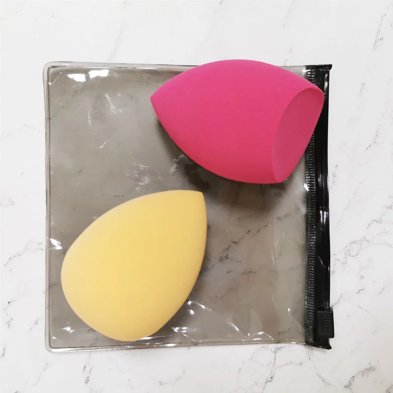 2pcs Beauty Makeup Sponge Puff Set Powder Foundation Blending Sponge Latex-Free Dry Wet Use Cosmetic Egg Mix Color 2 Shapes+ Bag - Цвет: Orange and Rose