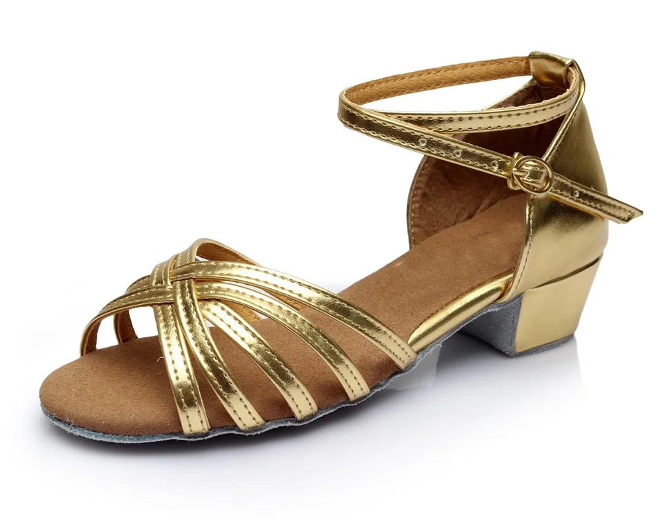 Обувь для латинских танцев для детей и взрослых; женская обувь для Танго/бальных танцев; обувь для упражнений на мягкой подошве; домашние сандалии; C01G - Цвет: Golden