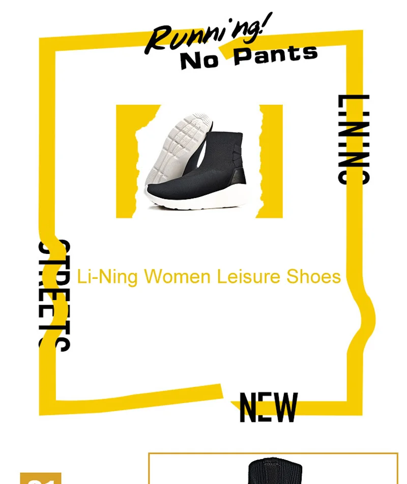 Clearance) Li-Ning Women NO PANTS Classic Lifestyle Shoes Sock-Like Mono Yarn LiNing Sport Shoes Sneakers AGCN088 YXB219