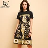 LD LINDA DELLA New Fashion Summer Dress Women's Short Sleeve Printed Beading Bow Tie Elegant Vintage Party Loose Midi Dresses ► Photo 1/6