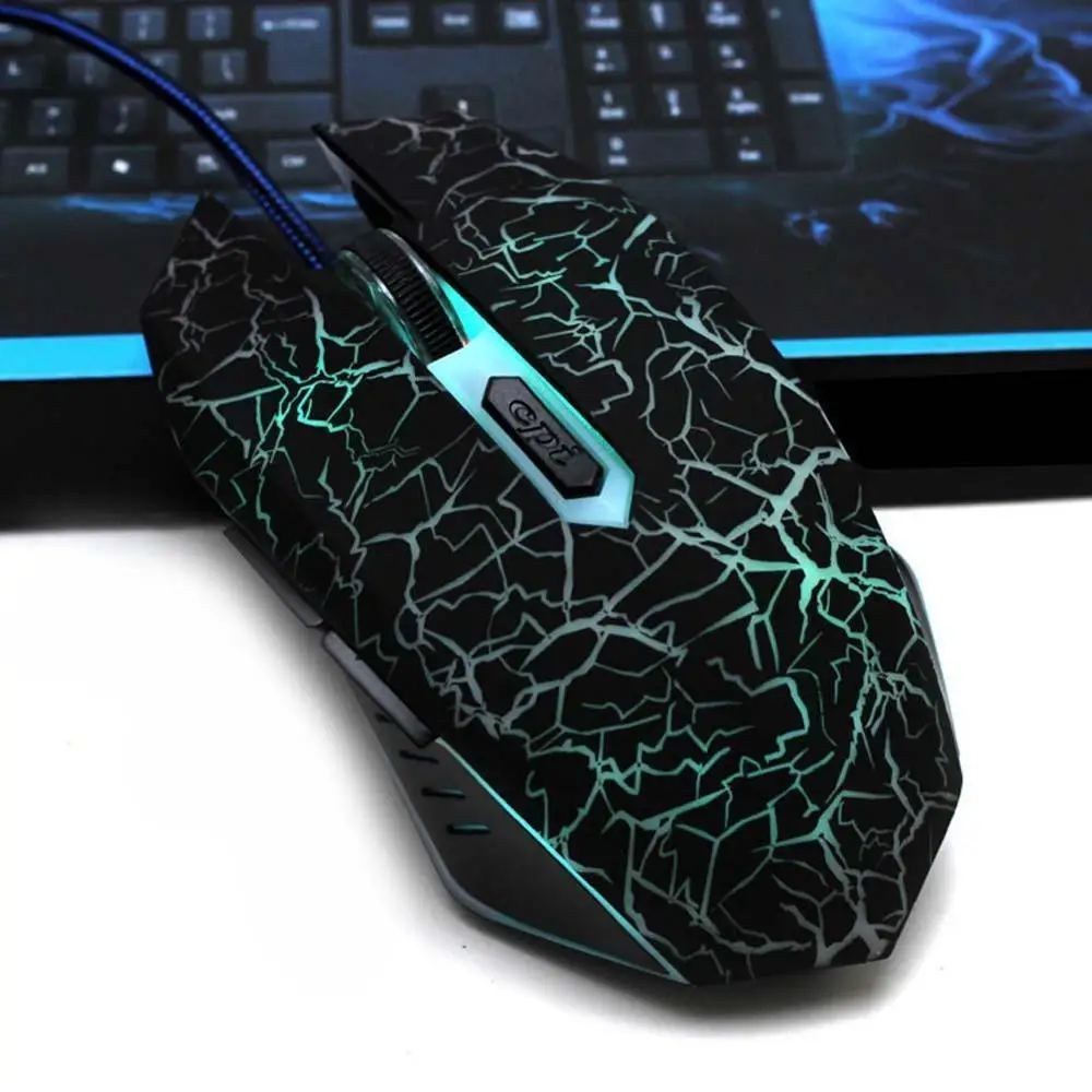  USB Wired Mouse 4800 DPI 6 Buttons Optical Gaming Game Mouse 7 Colors LED for PC Laptop Computer Ga