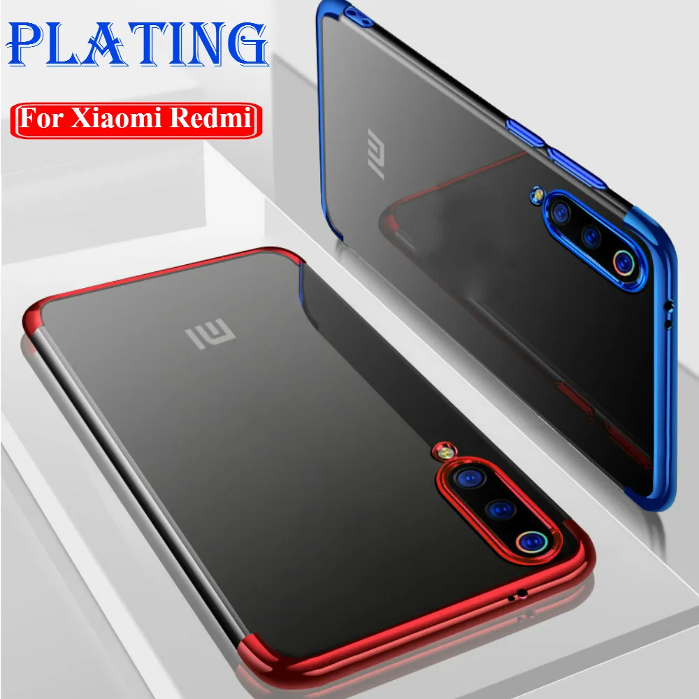 

Transparent Phone Case For Xiaomi Mi 9 9SE 8 A2 Lite Redmi K20 Note 7 6 5 Pro 5 Plus 6A Luxury Plating Soft TPU Back Case Cover