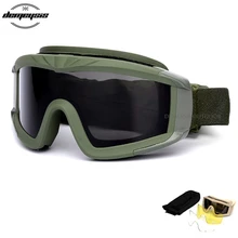 Ветрозащитные тактические очки анти-УФ армейские военные очки защитные очки 3 линзы страйкбол тактические очки стрельба очки