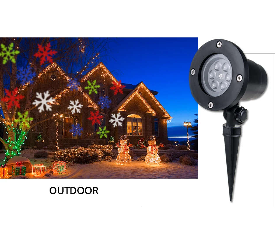 Vacamm уличный Точечный светильник, ландшафтный садовый светильник для газона, снежинка, лазерный проектор, праздничное украшение, садовая лужайка, для рождественской вечеринки