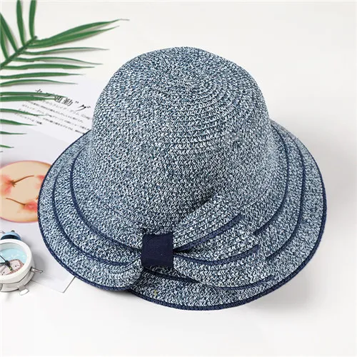 navy blue Новая модная женская солнцезащитная Кепка в Корейском стиле, модная женская летняя защита от солнечных лучей для пляжа, Солнцезащитная шляпа с большим бантом, уличные кепки - Цвет: navy blue