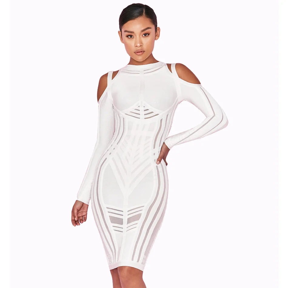 Understated Elegant Cold Shoulder Sidestrip Cut Out Long Sleeve Slinky