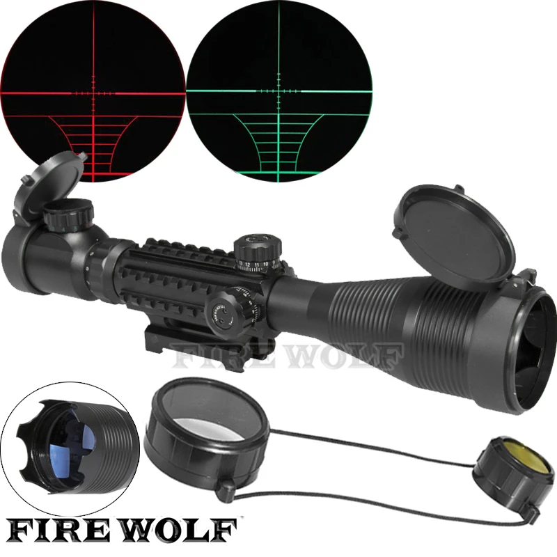 

FIRE WOLF C 4-16x50 Red Green Illuminated Reticle Riflescope Sniper Scope With 20MM Rail Mounts For Hunting