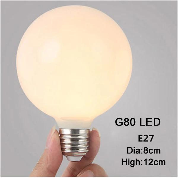 110-220 В E27 G45, G60, G80, G95, G125 3 Вт/6 Вт/9 Вт светодиодный молочно-белый светильник, лампа для комода, светодиодный светильник для свадебного украшения - Испускаемый цвет: G80