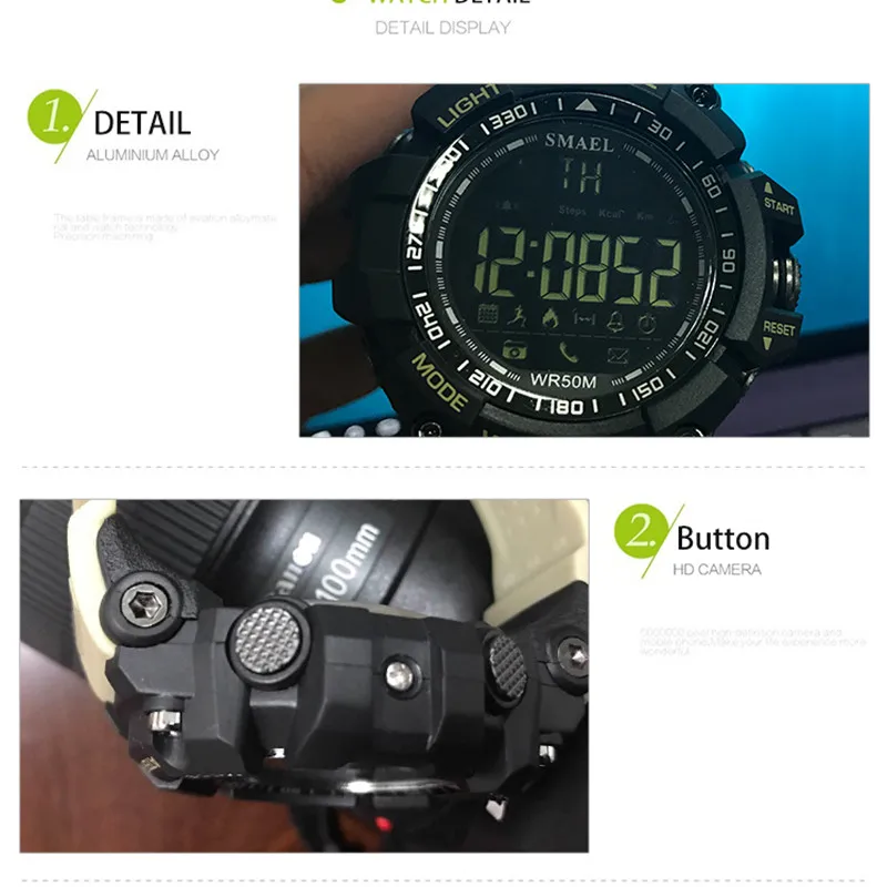 SMAEL Sport Watch Men Fashion Military Running LED Display Digital-Watch Waterproof Mens Watches Clock relogio masculino 2017