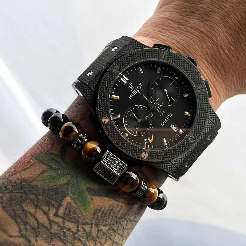 Mcllroy-Charms-Bracelet-Men-Pave-Setting-Black-CZ-Hexagon-Natural-Stone-Beads-Bracelets-Bangles-pulseira-masculina