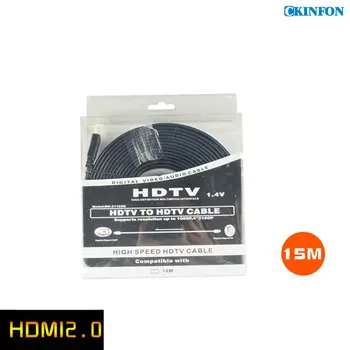 

50Pcs/Lot KY-H03 HDMI 1.4 Black Line HDTV Set-top Box HDMI Cable 15 M