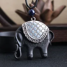 Sanyu Women Boho Tibetan Silver Ethnic Necklace Black Wood Elephant Pendant Long Necklace Rope Chain Sweater Chain Jewelry Gift Sanyu Women Boho Tibetan Silver Ethnic Necklace Black Wood Elephant Pendant Long Necklace Rope Chain Sweater Chain Jewelry Gift