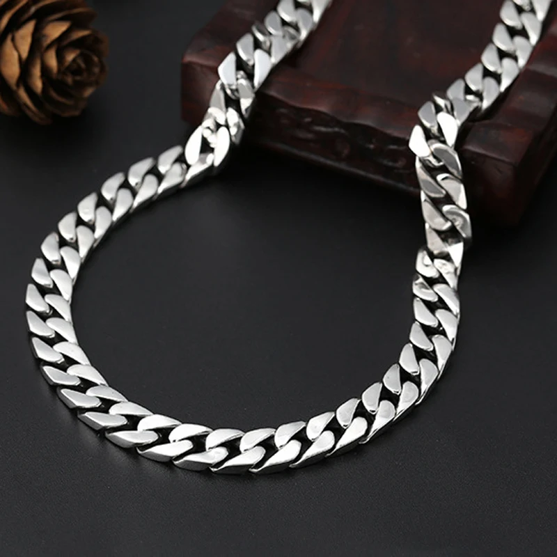 Fine jewelry 925 sterling silver jewelry link chain necklace Top quality Thai silver men's 8mm Heavy S925 Silver Chain 55cm/60cm