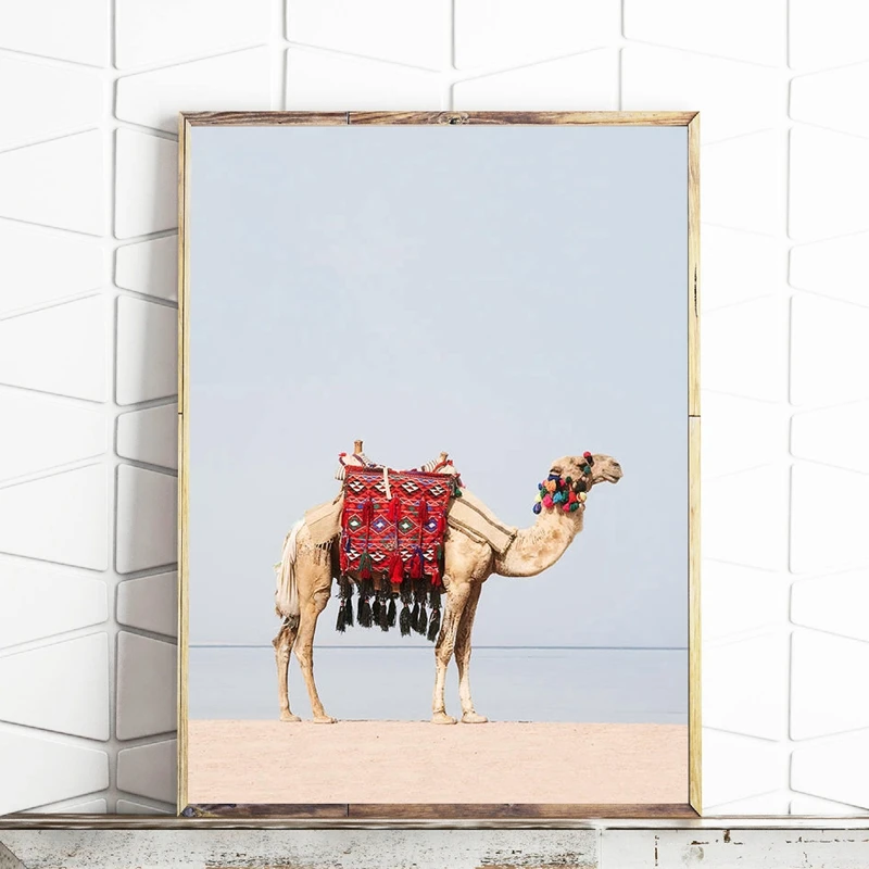 

Desert Animal Camel Canvas Art Print and Poster , Camel Boho Nursery Wall Art Painting Picture Moroccan Dubai Modern Home Decor