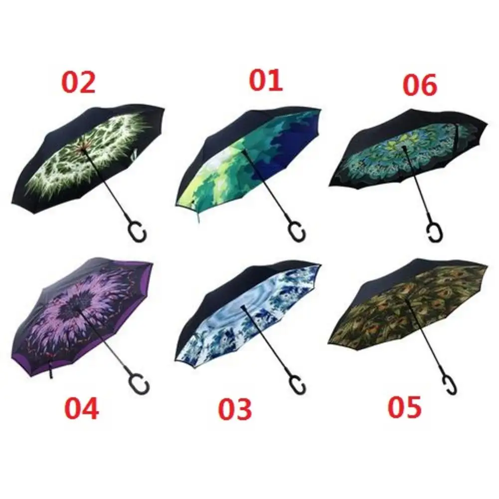 

Inverted Umbrella Windproof Reverse Female UV Protection C-shaped Handle Standing Umbrella Car Outdoor Accessories