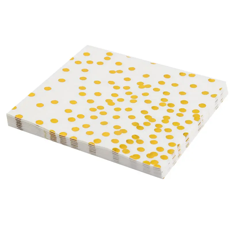 

1pack/set Gold Foil Point Dot Napkin Paper Napkin For Boy Girl Gender Reveal Party Tissue Napkin Decoration Serviettes 33*33cm