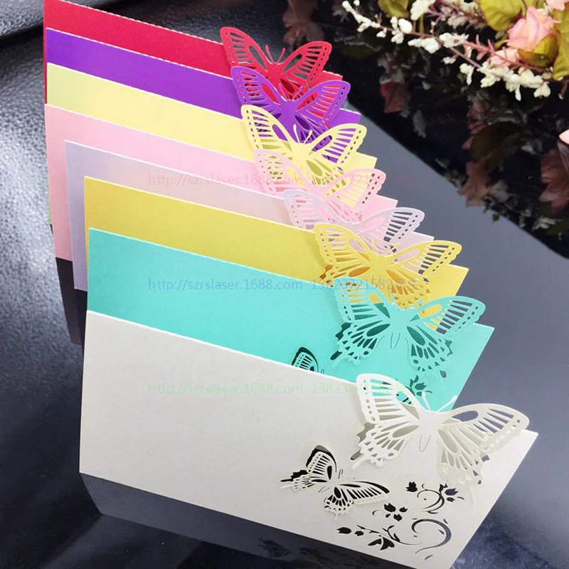 10 Colors 50pcs Butterfly Laser Cut Table Name Place Cards Favor Table Name Message Setting Card Wedding Birthday Party Supplies (6)
