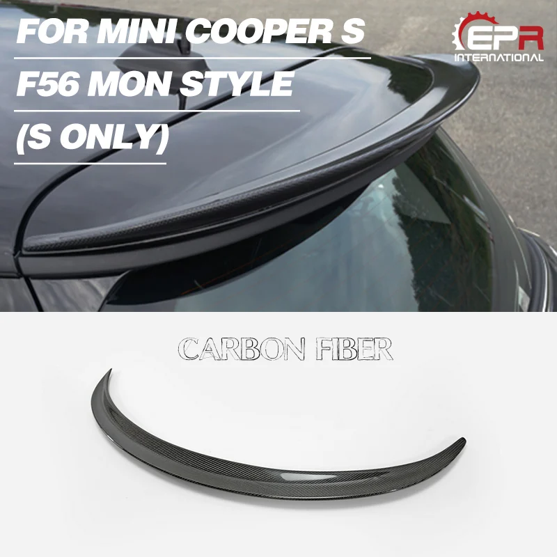 

For BMW F56 Mini Cooper S Mon Style Carbon Fiber Rear Roof Spoiler Add On (S Only) Glossy Finish Hatchback Wing Lip Extension