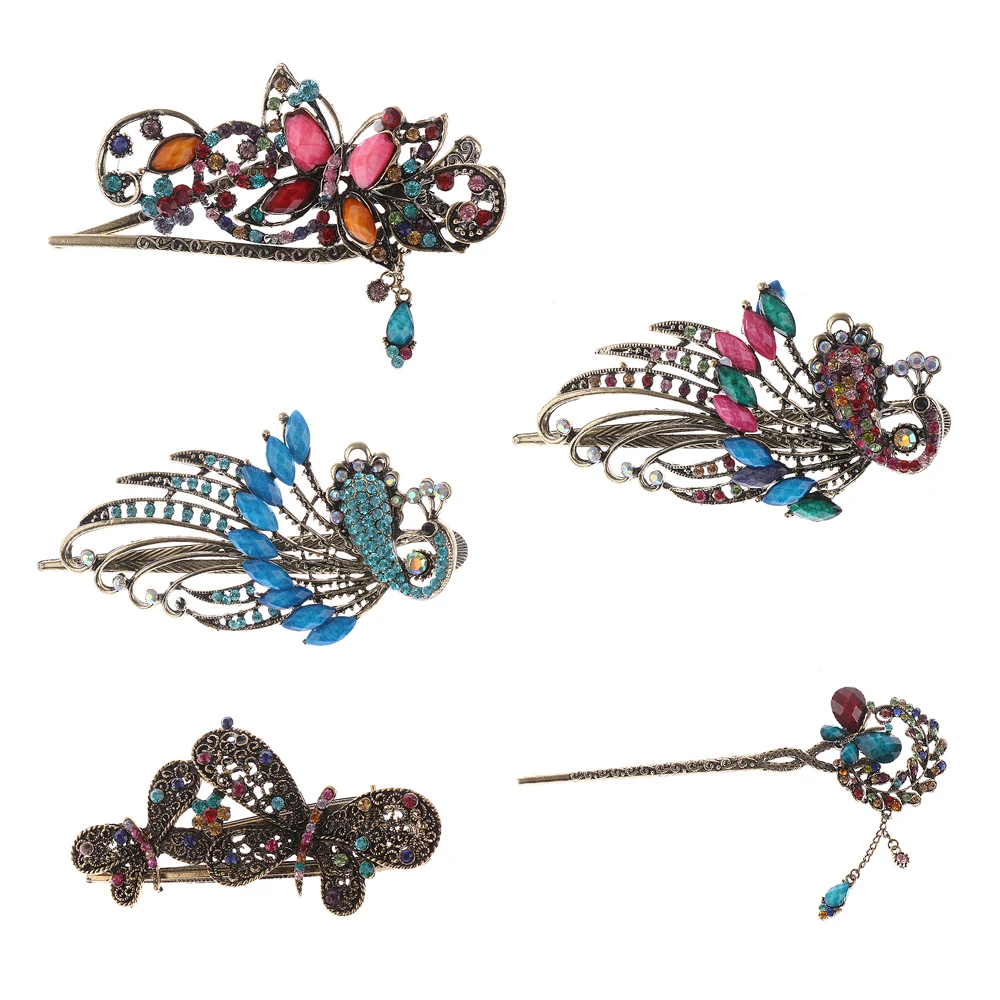 

1PC Retro Vintage Women Ladies Girls Crystal Butterfly Flower Hairpins Hair Stick Hair Clip Barrettes Accessories