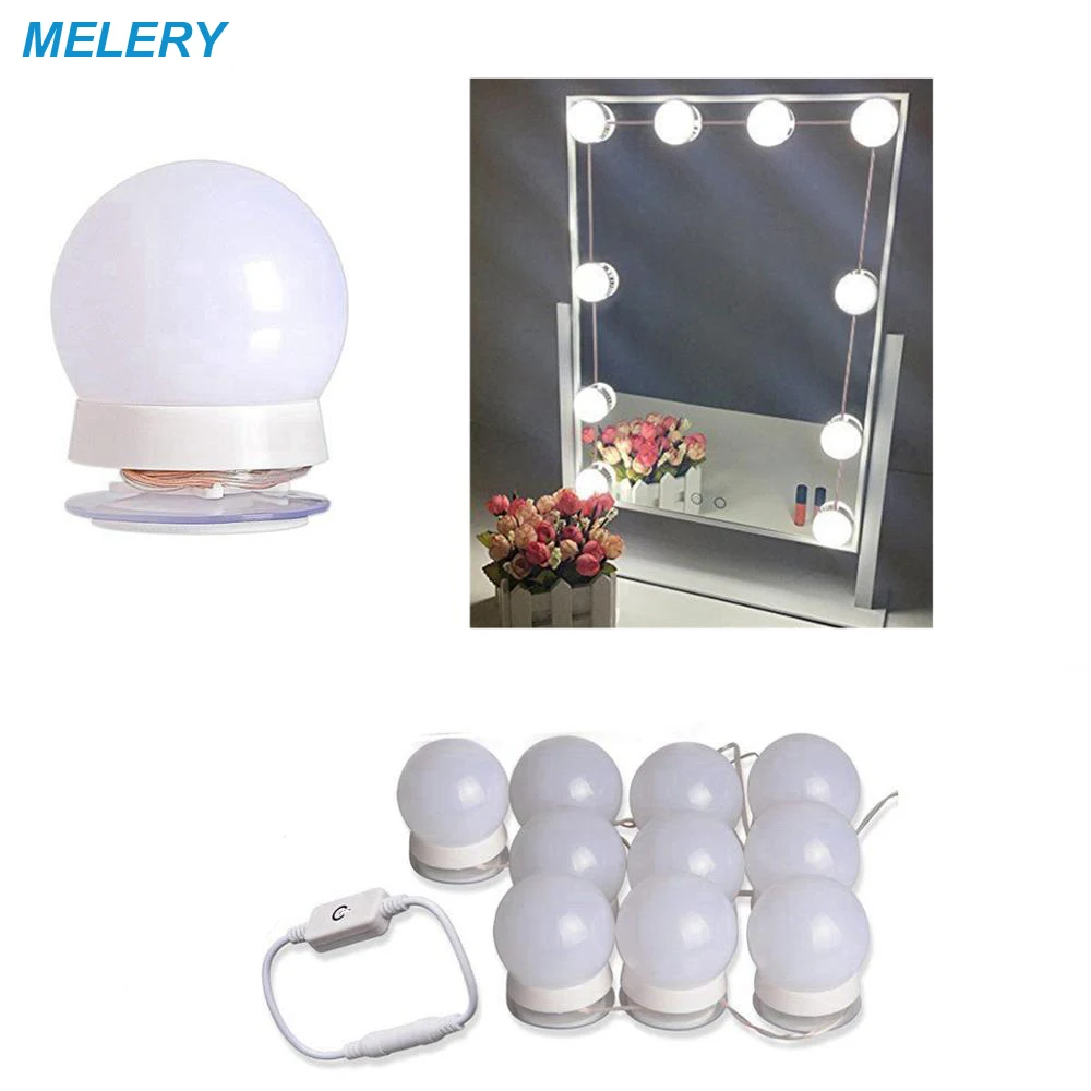 

LED Light Bulbs Wall Mounted Hollywood Vanity Makeup Mirror Led String Bulb Dimmer Kits Cosmetic Mirror Lights with USB Power