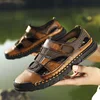 Hommes confortable grande taille chaussures en cuir hommes sandales été hommes chaussures antidérapantes plage sandales homme mode en plein air espadrilles décontractées ► Photo 1/6
