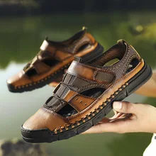 Men Comfortable Plus size Shoes Leather Men Sandals Summer Men Non-slip Shoes Beach Sandals Man Fashion Outdoor Casual Sneakers