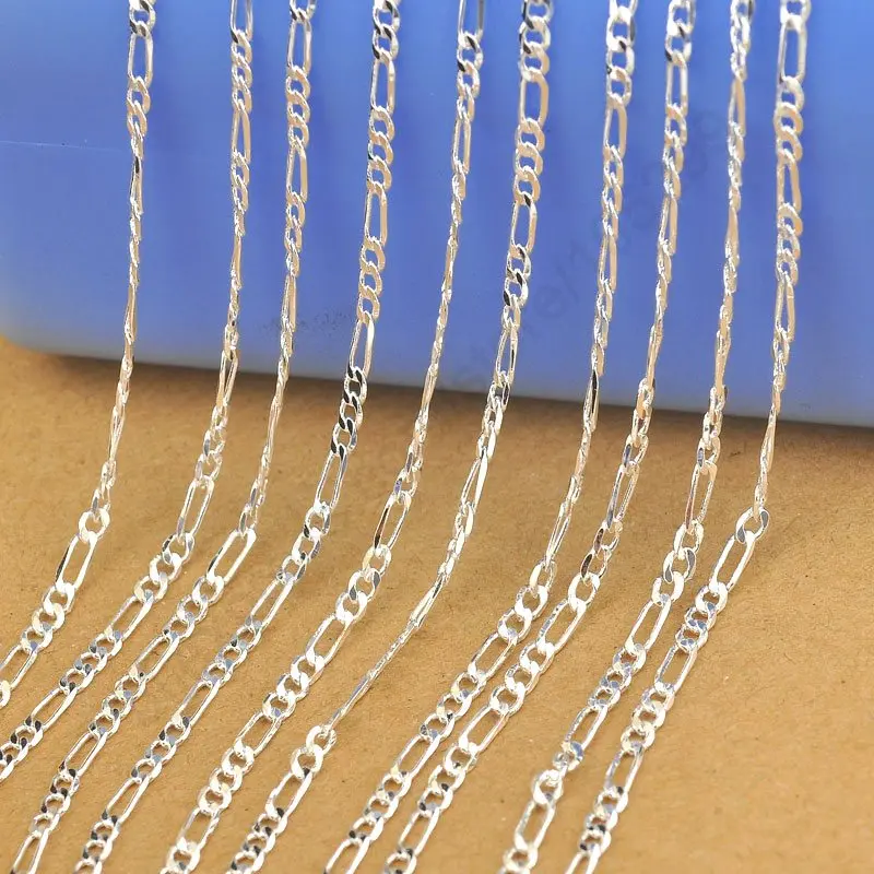 

Hot!!!10PCS Wholesale Jewelry Figaro Necklaces Set 925 Sterling Silver Necklace Chains+Lobster Clasps For Pendant 16-30