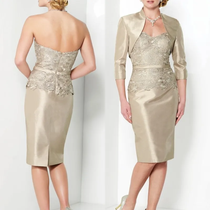 

robe de soiree Sweetheart Satin Formal Party Dresses Evening Elegant Lace Top 2015 Mother of the Bride Dress with Jacket