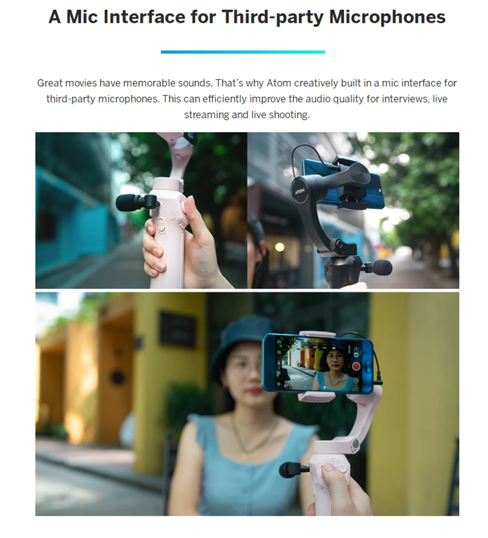 Snoppa Atom 3-Axis Складной Карманный ручной шарнирный стабилизатор для камеры GoPro для GoPro Беспроводной зарядки, встроенный микрофон PK гладкой 4