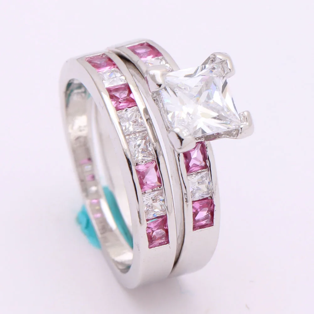 fashion women Onyx Purity Rings celibacy promis Silver Color red corundum black cz promise