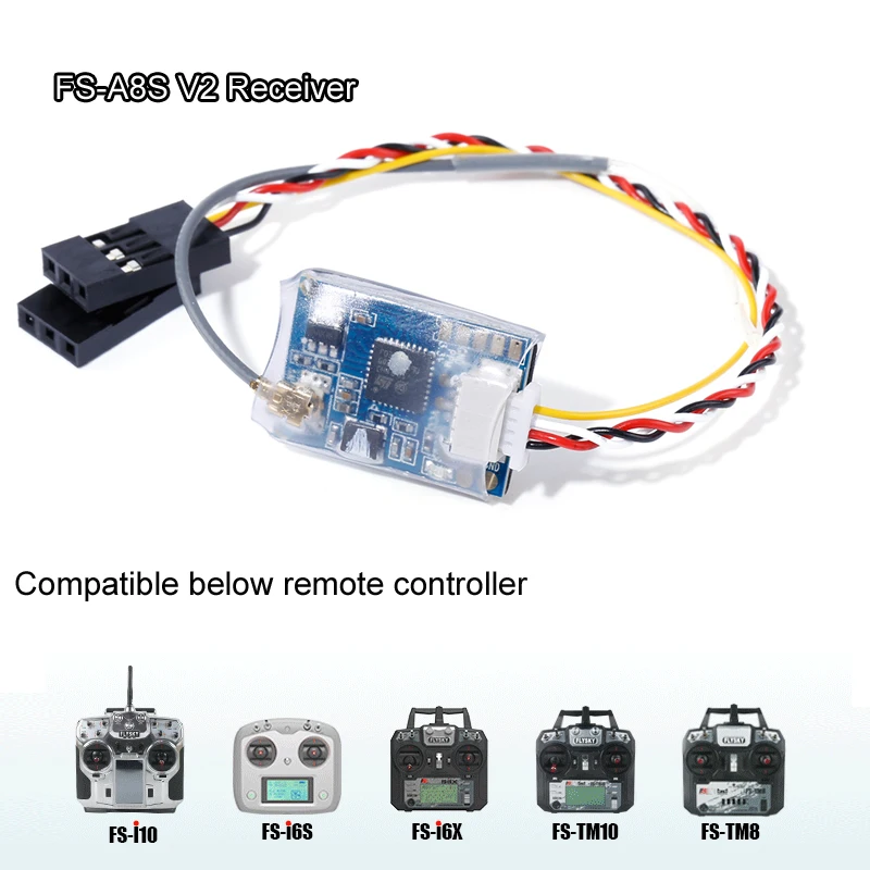 Мини ресивер FS A8S 2 4G 8 каналов с PPM i BUS SBUS совместимы 110/FS i6S/FX i6x/FS TM10/FS TM8 для FPV RC Racing