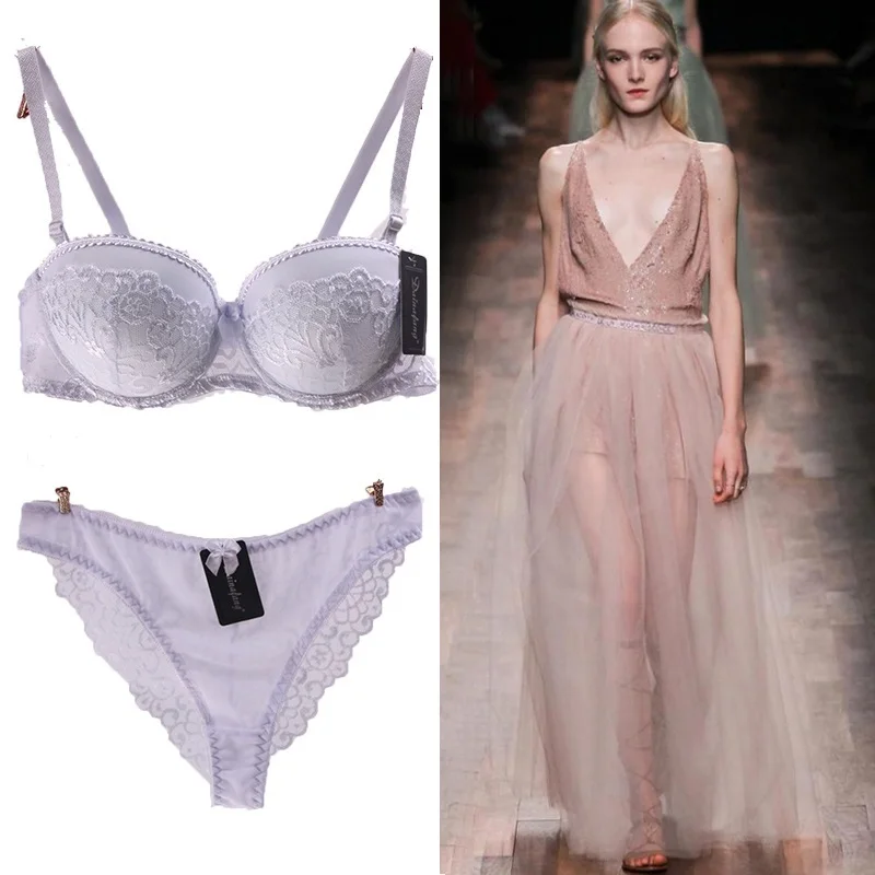 

New 2019 women's underwear, Sexy Lace Bra Sets for embroidery to 1/2 cup sets cup bra push up bra, free shipping