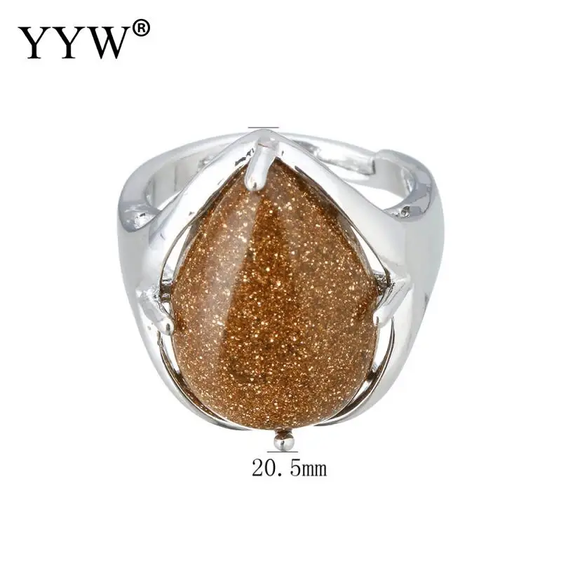 YYW каплевидные натуральные камни камень Малахит тигровый глаз морской опал аметисты#7 миди кольцо на палец регулируемые кольца для женщин и мужчин