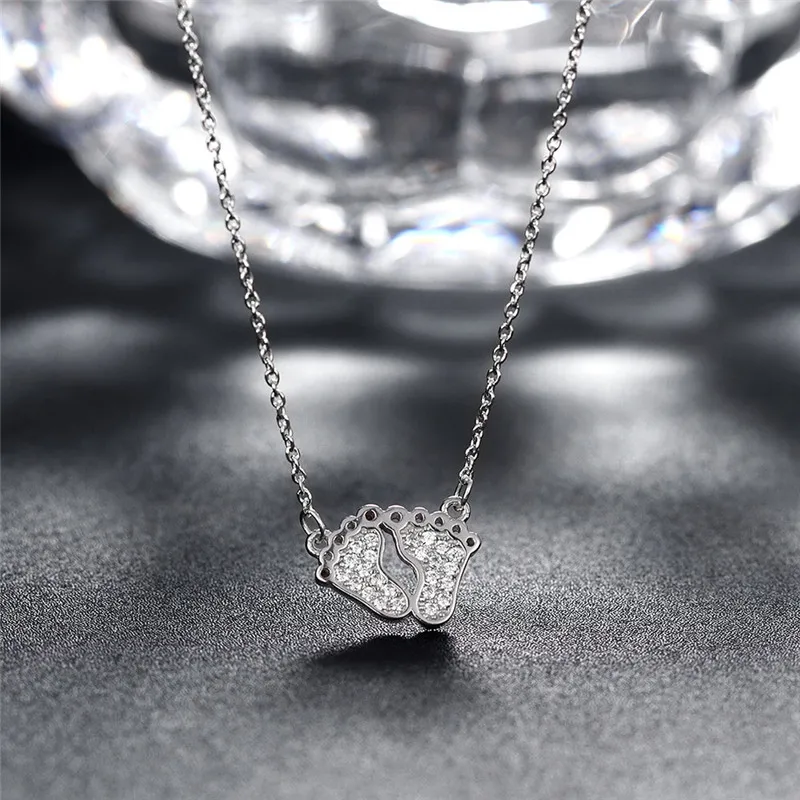 DODO Unique Small Footprints Inlaid Australian Crystal Necklaces & Pendants 925 Sterling Silver Link Chain Fashion Jewelry SN50 (8)