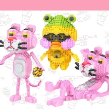 Пластиковые мини блоки аниме милая розовая модель пантера DUDUDUCK модель мультфильм утка brinquedos Для детей игрушки подарки для девочек