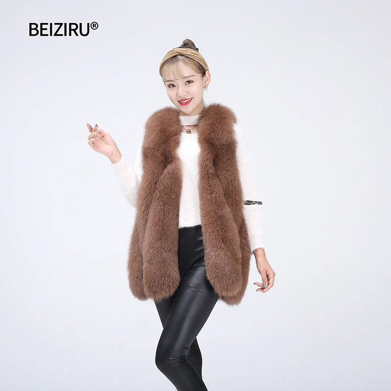 BEIZIRU/жилет из натурального меха лисы; пальто из лисьего меха; натуральный зимний теплый жилет для девочек; жилет из натурального меха серебристой лисы
