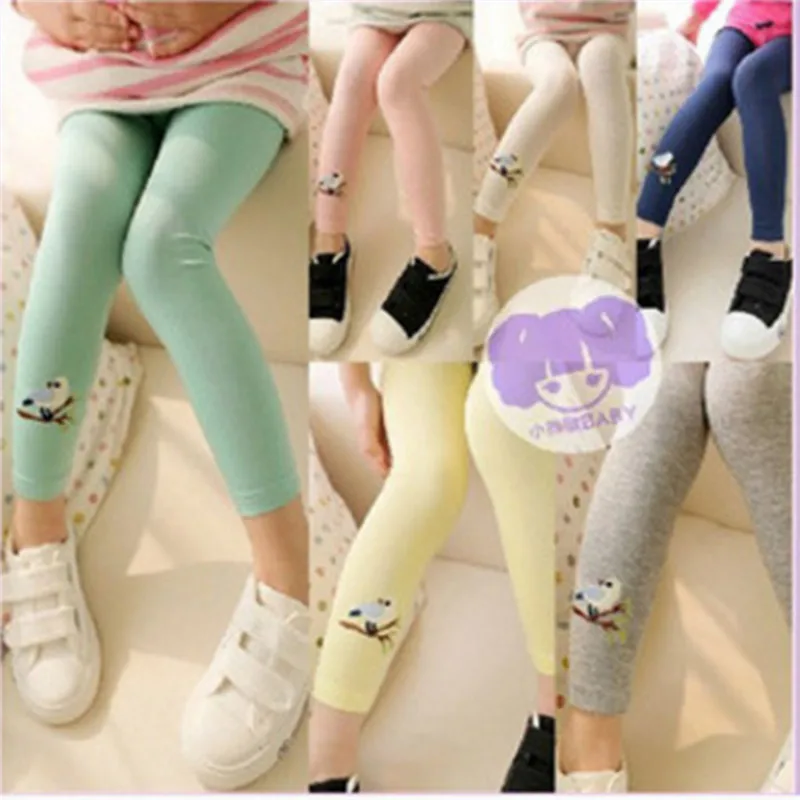 

New Hot Kids New Pants Leggings Korean Version of The New Children Embroidered Bird Girls Leggings Autumn With High Quality